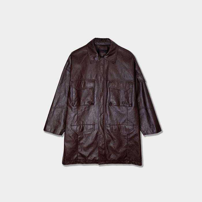 PANSY LEATHER FIELD JACKET-BURGUNDY