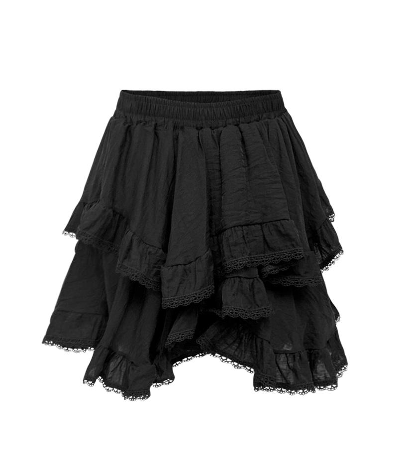 레이스 티어 밴딩 스커트