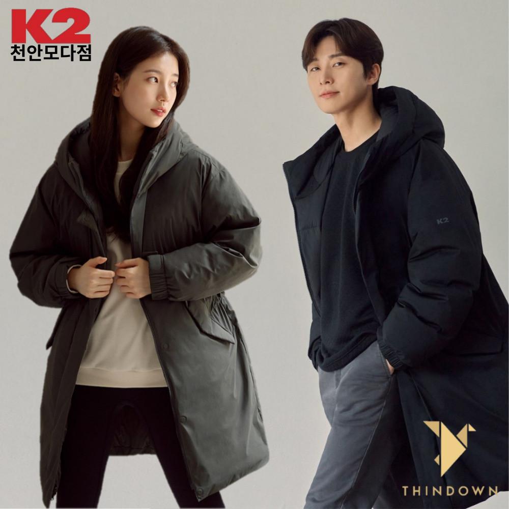 K2 수지 박서준 남성 여성 롱패딩 씬에어 바이브 야상 구스 다운 커플 TVCF 광고