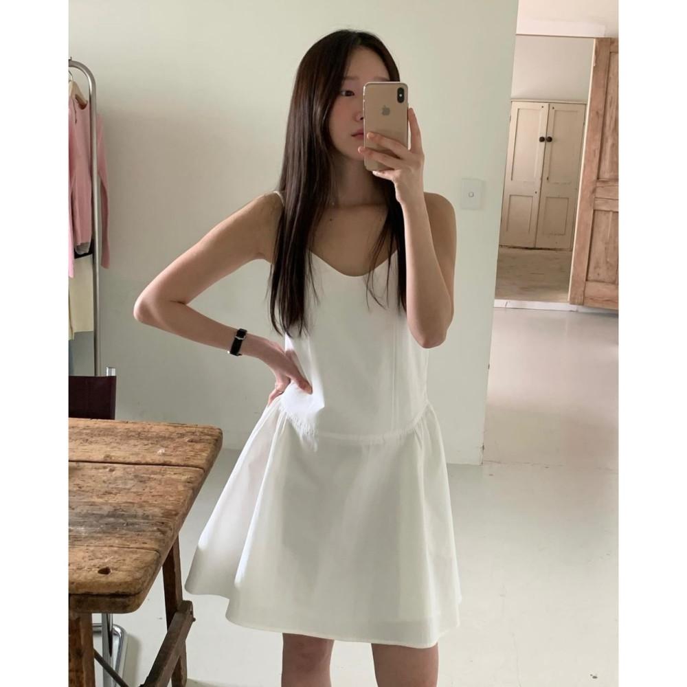 (10-14일소요) jinsim 진심 로지 원피스 A라인 코튼 슬립 셔링 나시 미니 ops (2c)