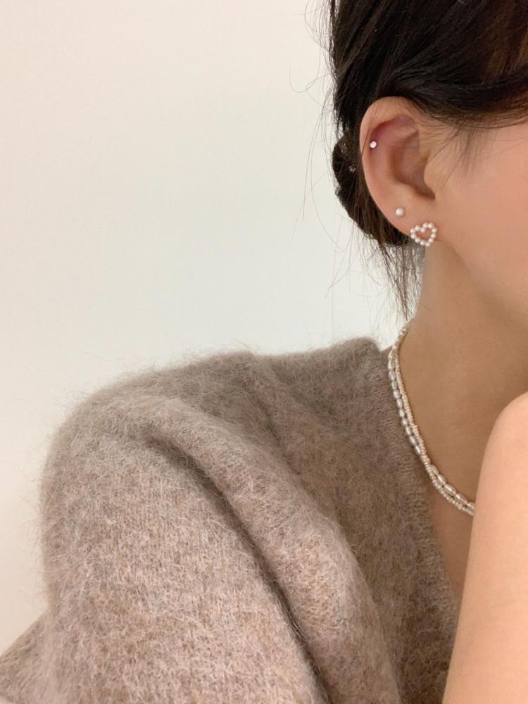 [둥그런/ 14k gold] 먼로 하트 귀걸이 (2 color)