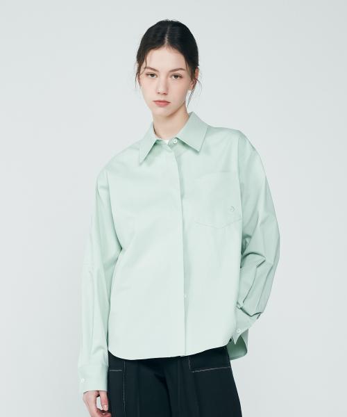 포켓 베이직 롱슬리브 셔츠 (청녹)