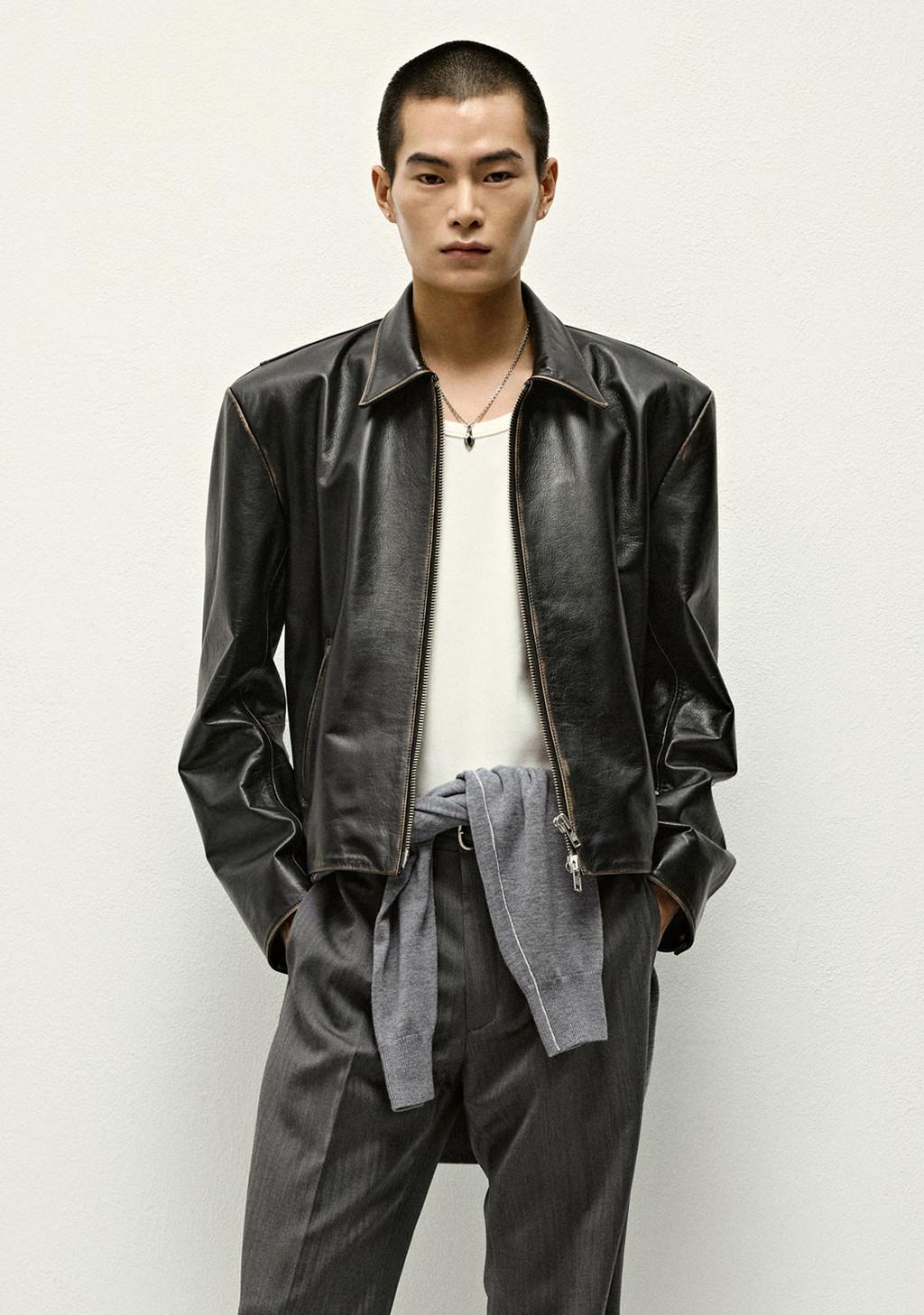 (세비지) Destroyed Single Leather Jacket - Black