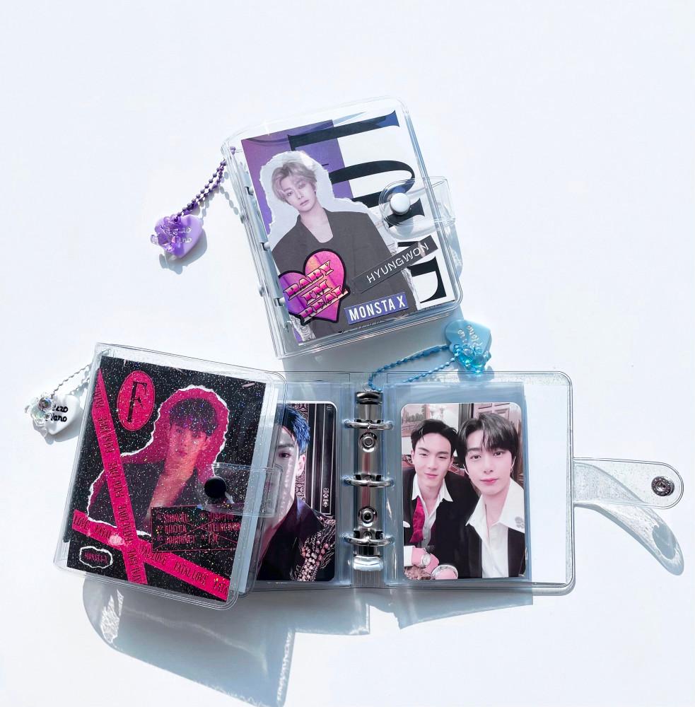 1+1 3공 포카 바인더 삼공 다이어리 미니 속지 포함 투명 포토 카드 하이틴 앨범 글리터