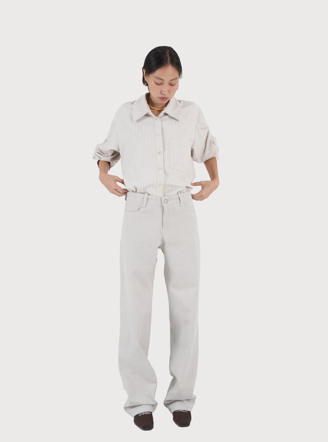Brushed Cotton Pants - off white