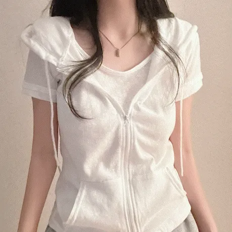 [레이어드 나시 일체형!] 투웨이 후드넥 배색 레이어드 집업 2color