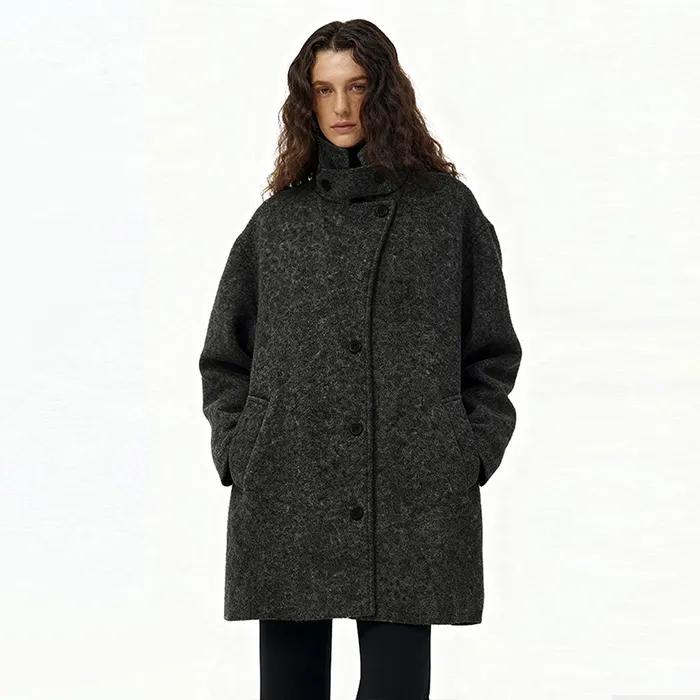 Mare Highneck Half Coat_Charcoal