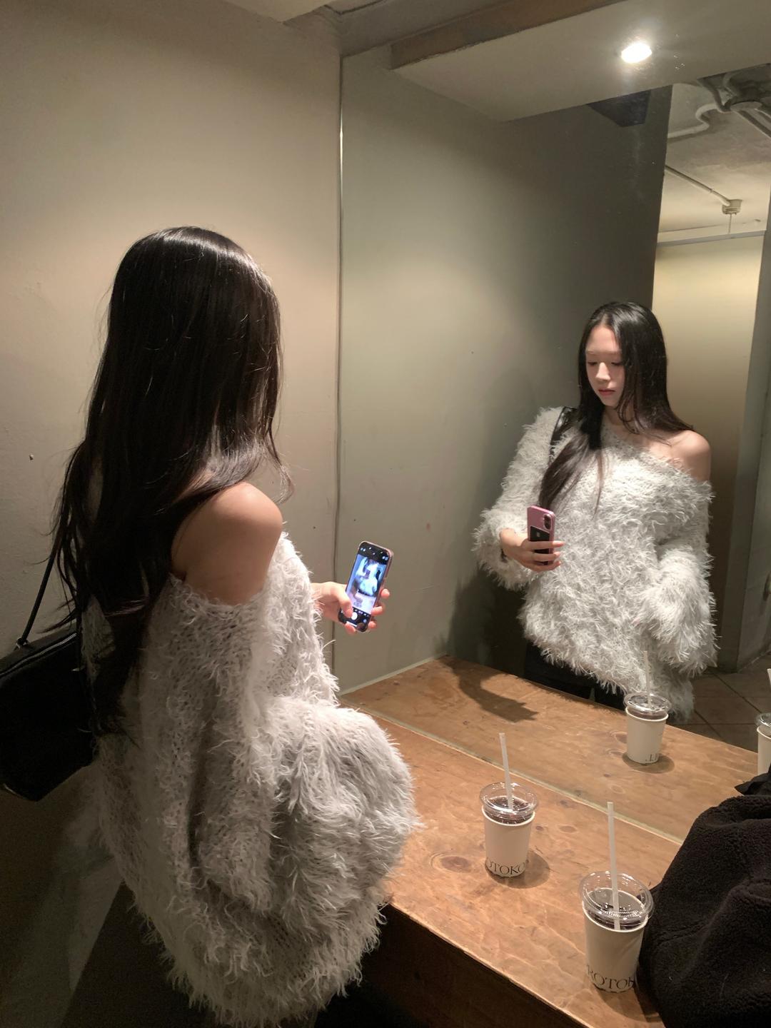 하이원스 [연말룩] 여성 겨울 퍼 보트넥 홀리데이 니트