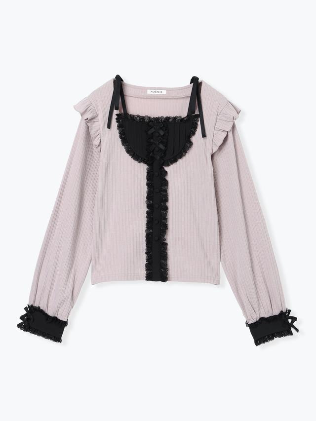 コットンレースカラーボアコート pium ピンク コットンレースカラーボアコート – pium