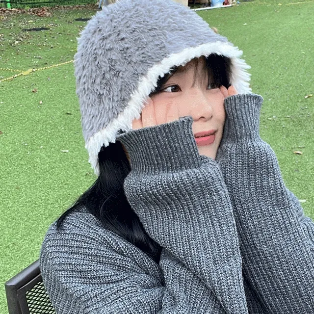 [당일출고/기간특가🧡] 소프트 토끼털 배색 앙고라 벙거지 버킷햇