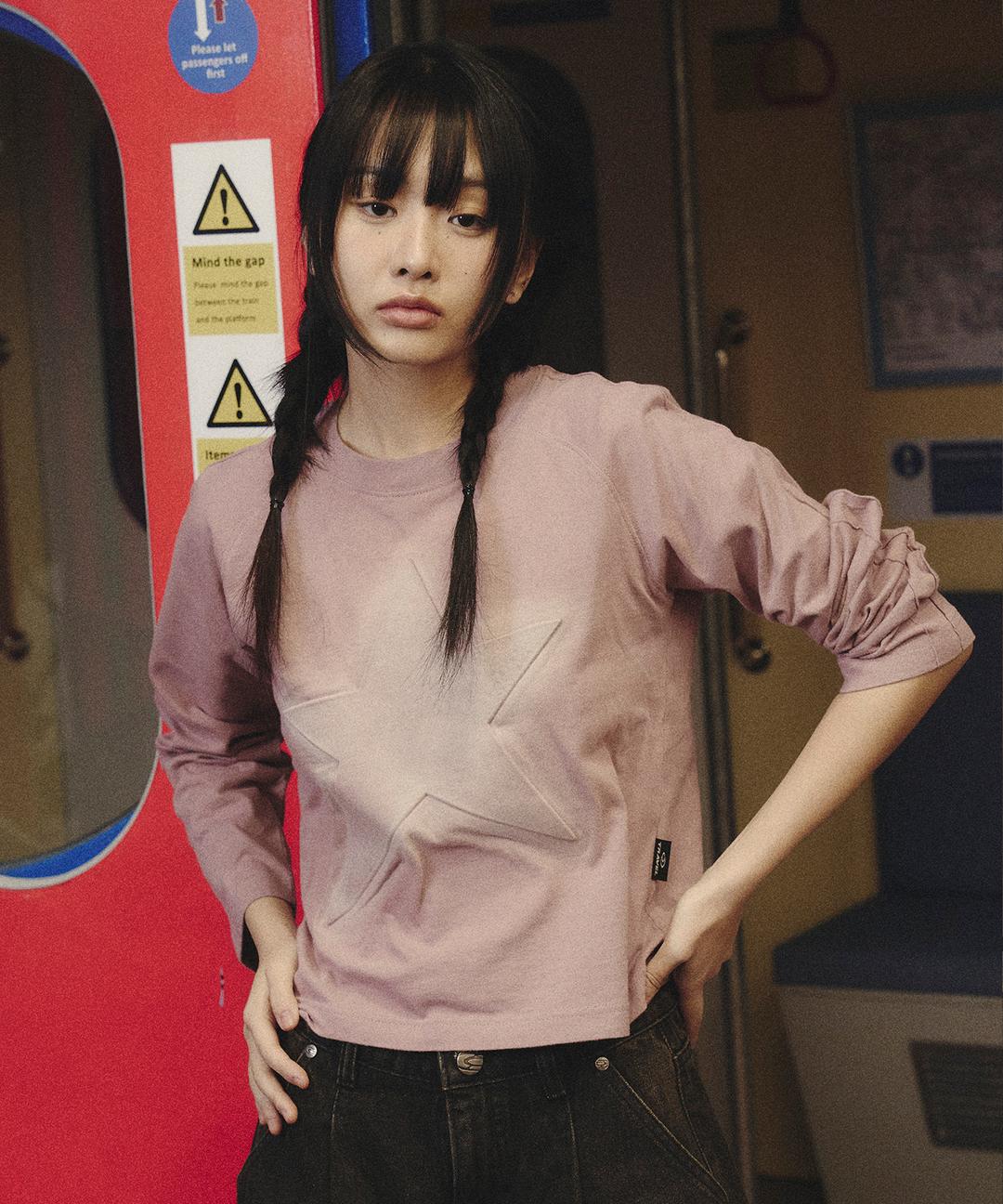 엠보 스타 롱 슬리브 그루미 핑크