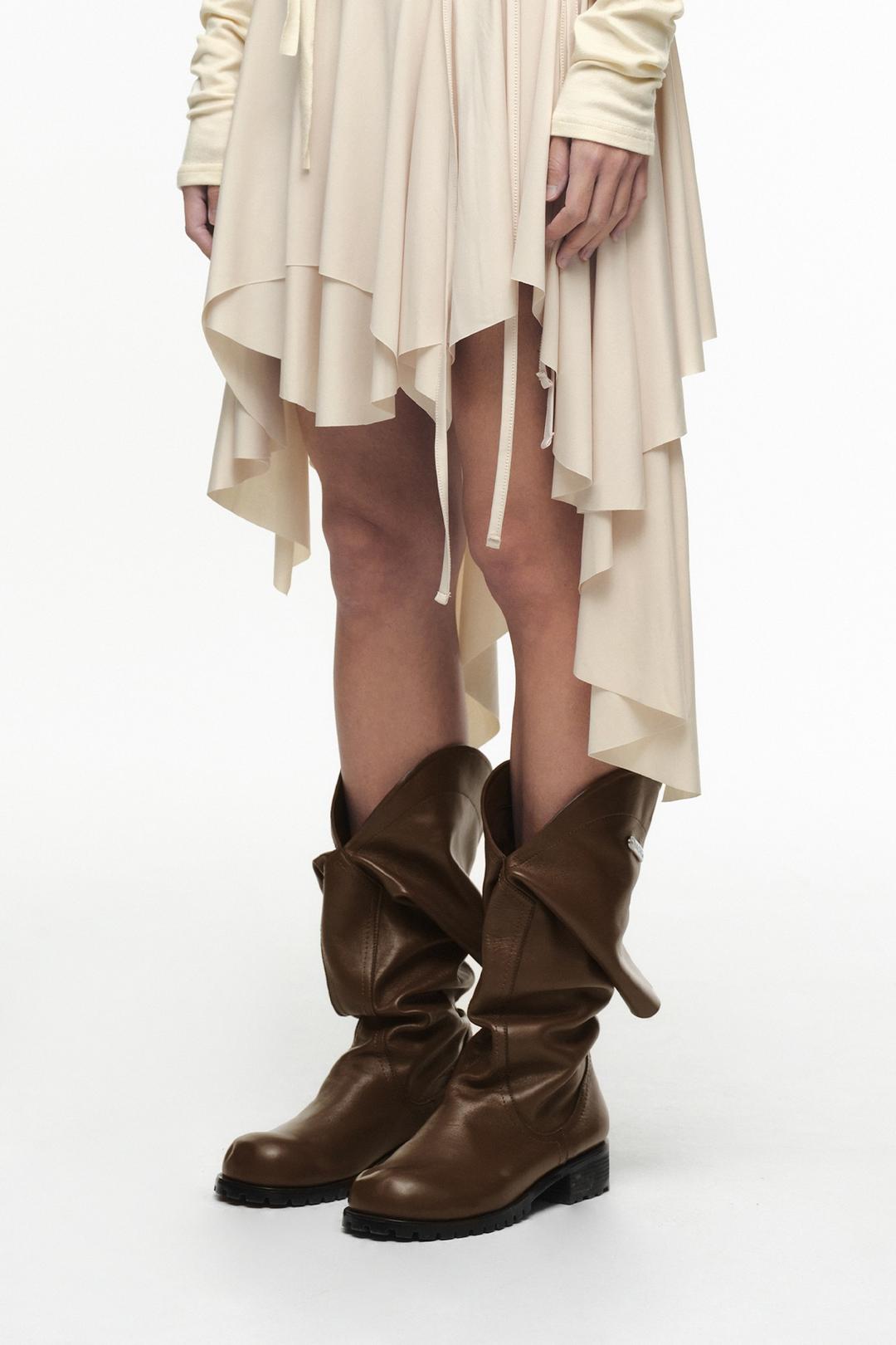DRAPING SLIT BOOTS (UNISEX) BROWN