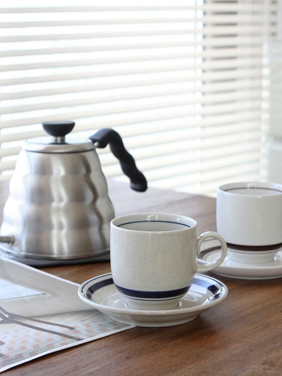 [카모메키친] 인디고 라인 머그잔&소서 SET