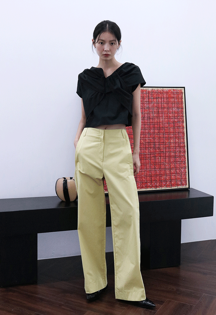 side pintuck cotton pants