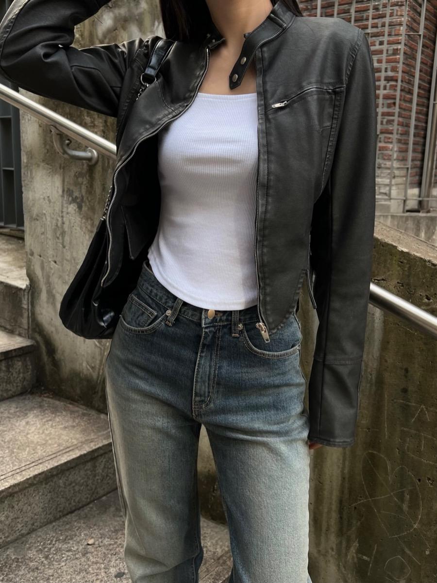 Timeless leather jacket (2color)