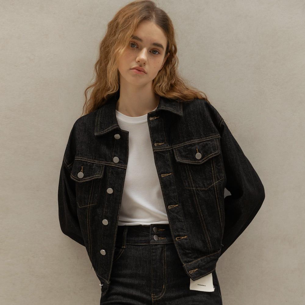 ESSENTIAL NON-FADE SELVEDGE DENIM JACKET (BLACK)