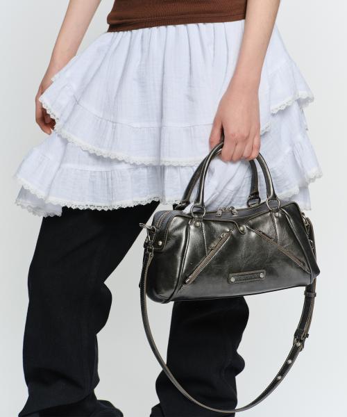 FAUX LEATHER MINI M.O.S BAG, METAL