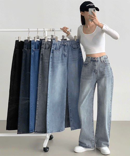 ~2XL[기장선택/5천장판매✨]스트레이트 세미 와이드 데일리 데님팬츠