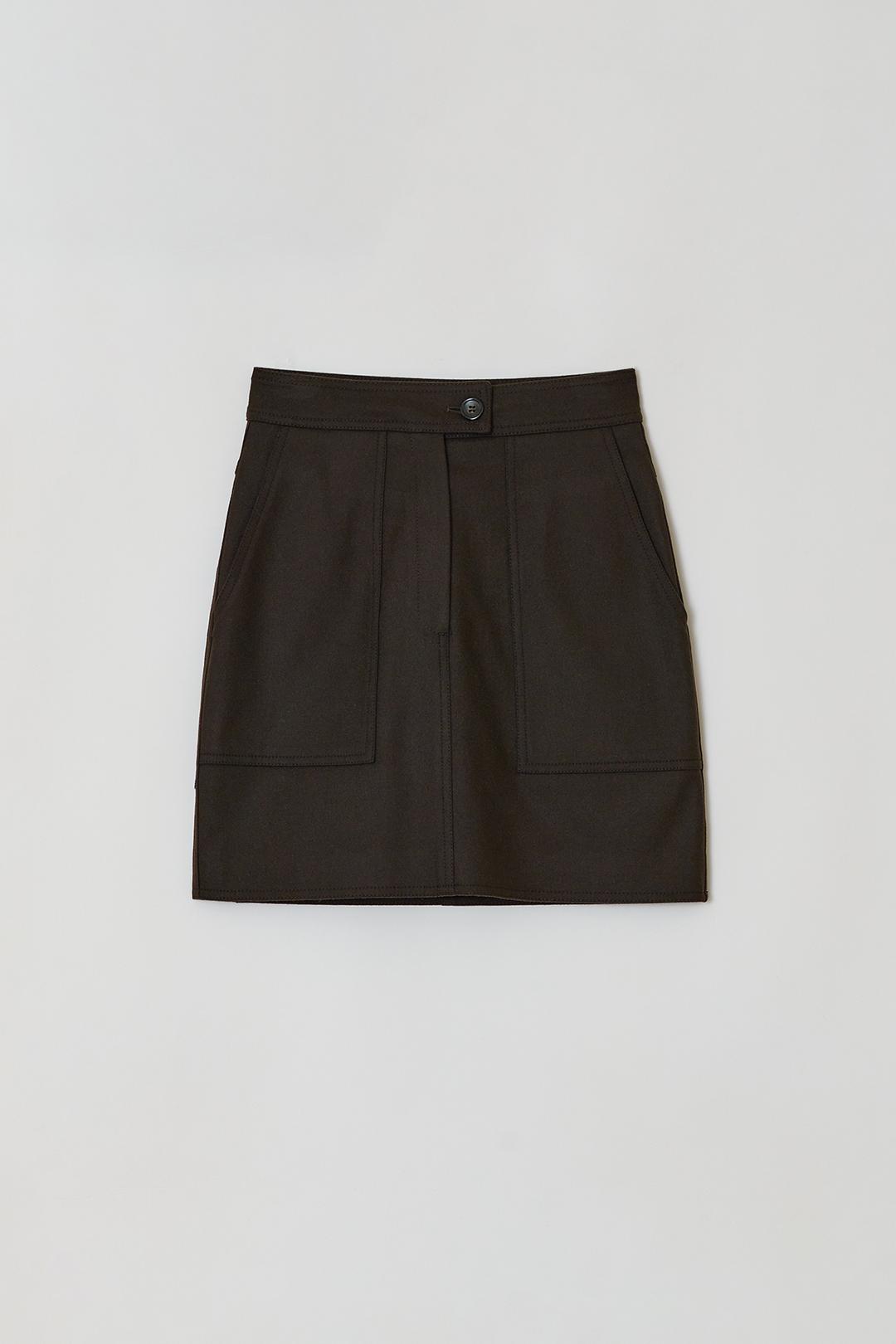 STITCH WOOL MINI SKIRT, DARK BROWN *[교환&반품 불가상품]