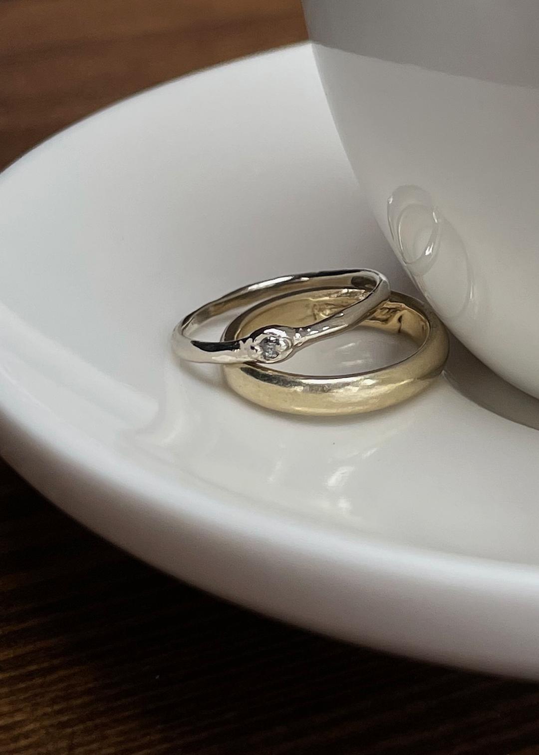 (14k) True love Ring "champagne diamond\"