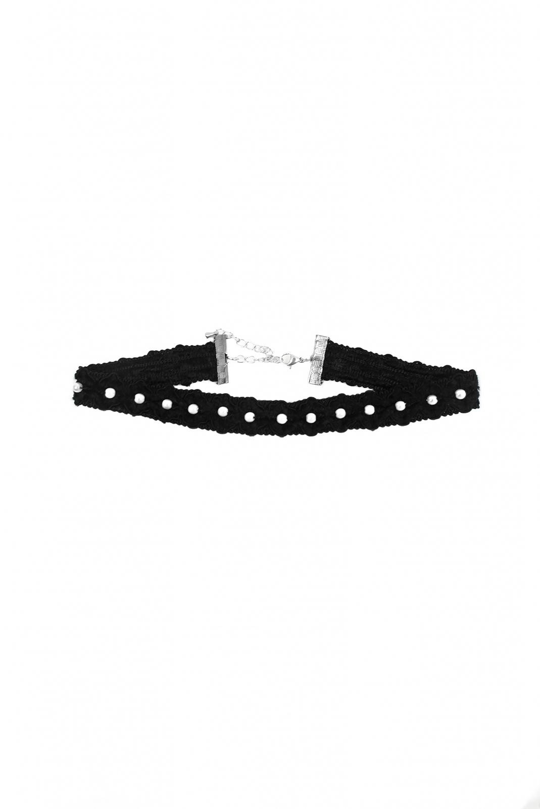 Me愛 - Pearl lace choker (BLACK)