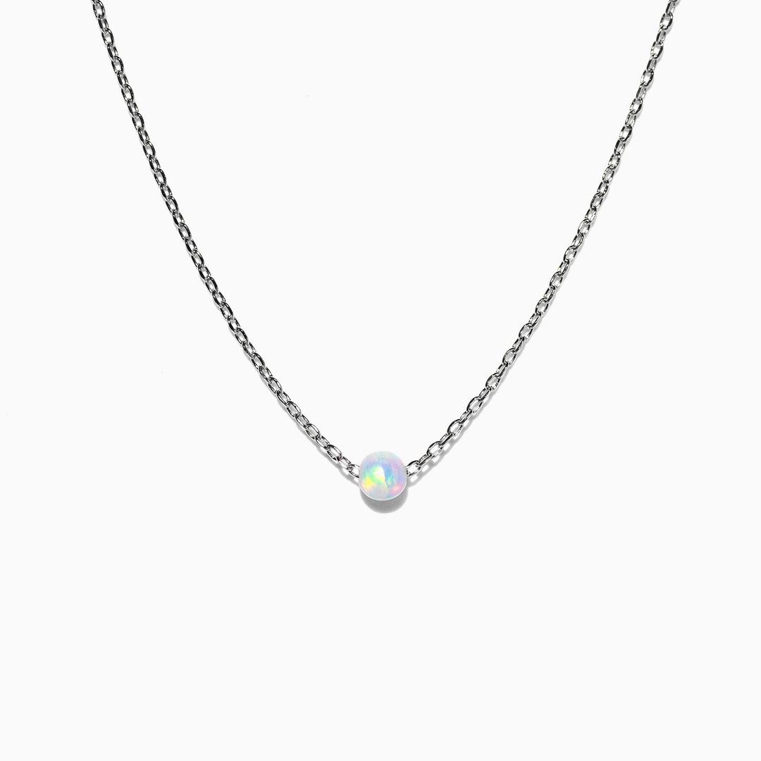 Tiny Opal Necklace - Silver