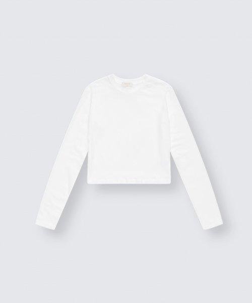 하프 크롭 탑 - 화이트