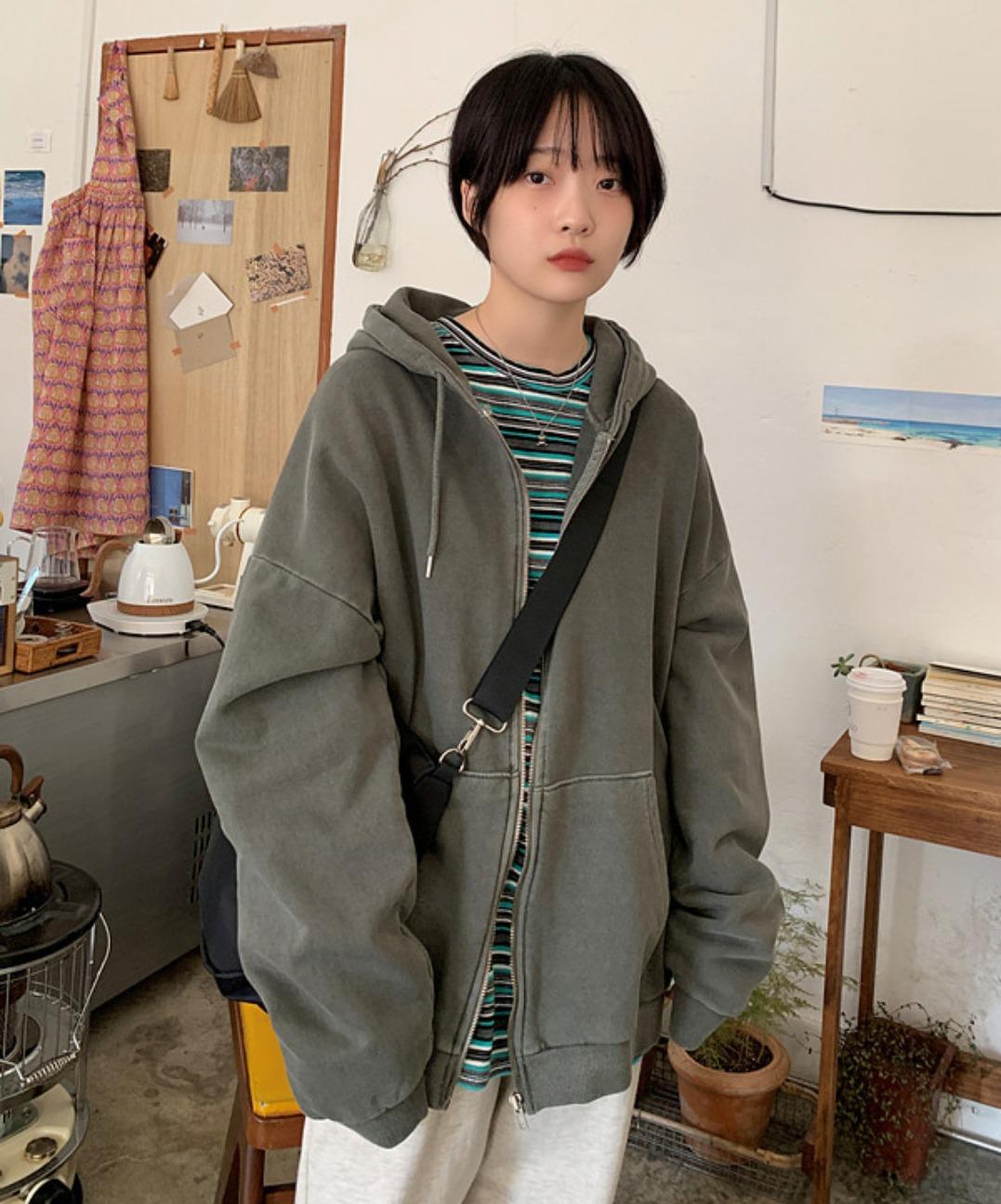 [UNISEX]피그먼트 박스집업