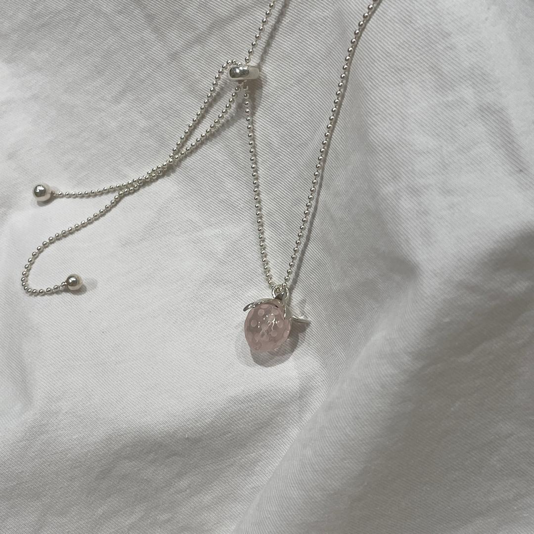 rose quartz strawberry necklace