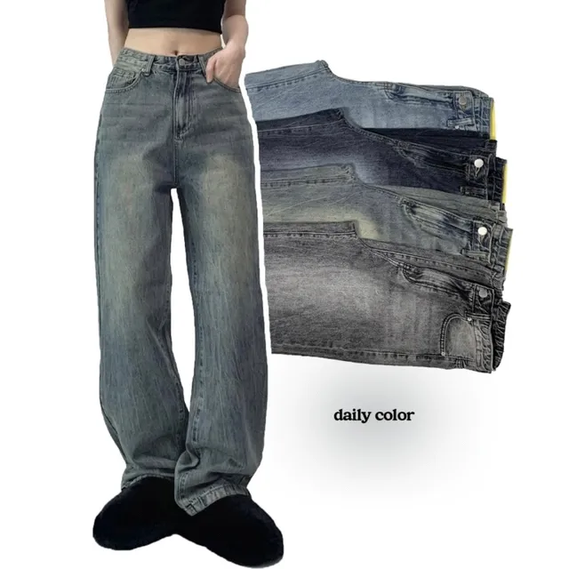 [숏,기본,롱][XS~2XL] vintage siwa-washing 2way wide denim! 4col