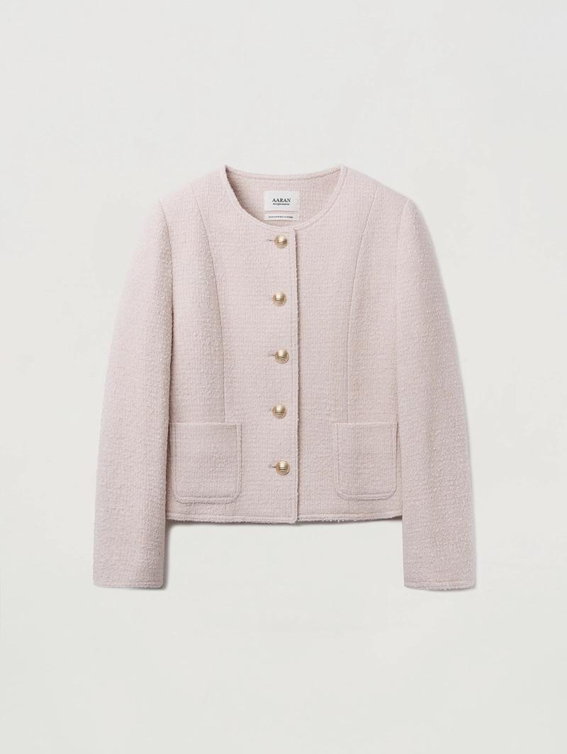 어랜 - 3/6일 예약 배송_Grace round neck tweed jacket_pink