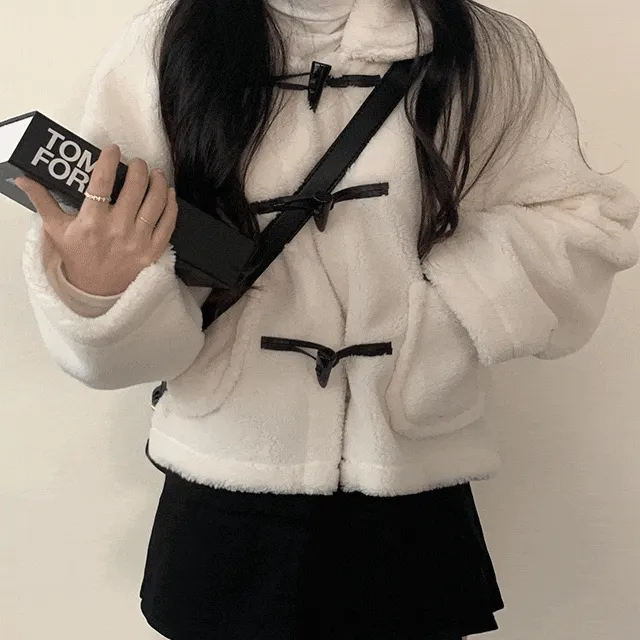 [폭닥,도톰/러블리💓] 보슬보슬, 밍크 양털 카라 떡볶이 숏 코트 자켓 4color (1+1할인)