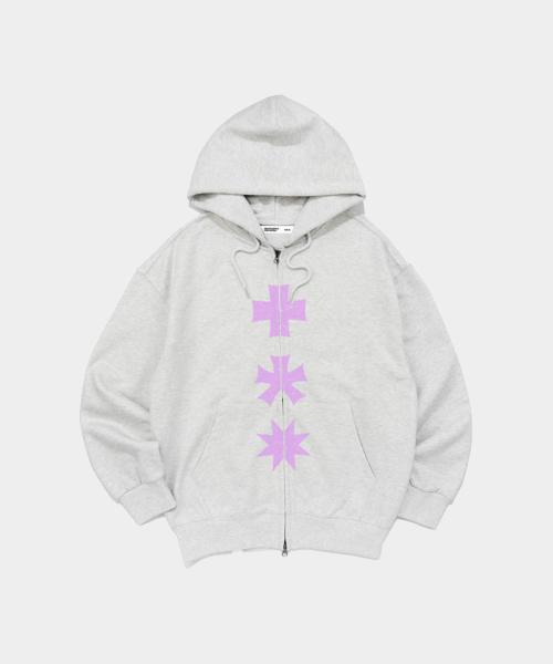 (zp) MM THREE SYMBOL LOGO ZIPUP (LIGHT GREY)