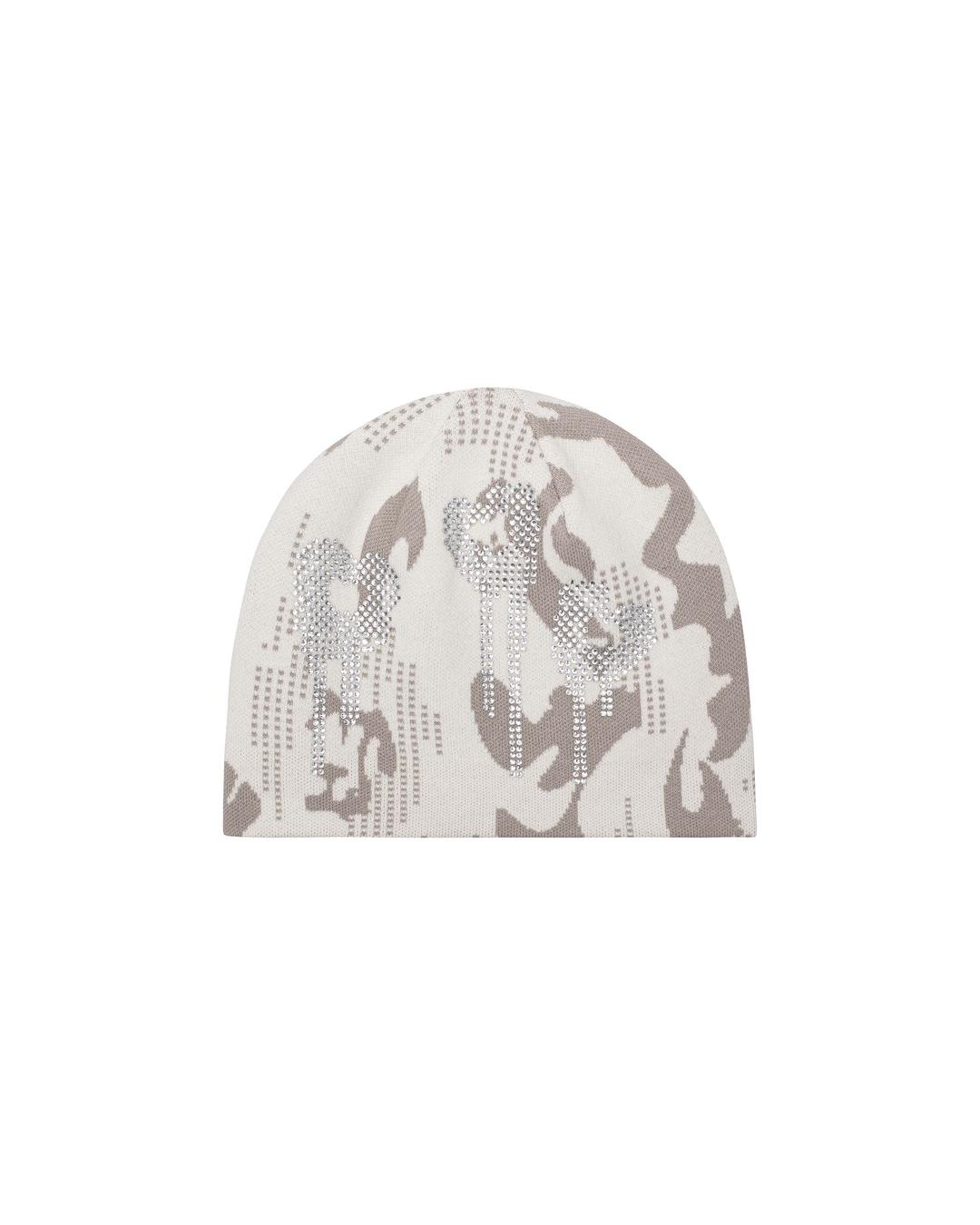Beige Camo Rhinestone Beanie