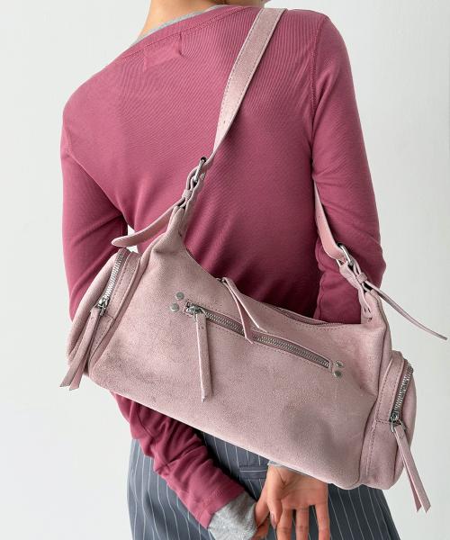스웨이드 카고 숄더백 [핑크]
