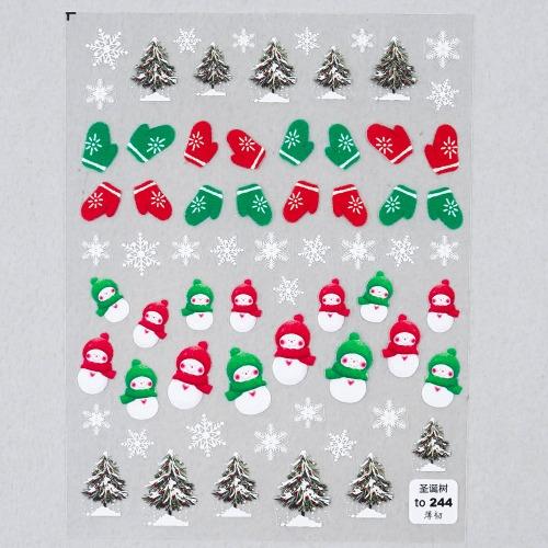 네일 스티커-벙어리 장갑 눈사람 트리 눈꽃 눈송이 겨울네일 크리스마스