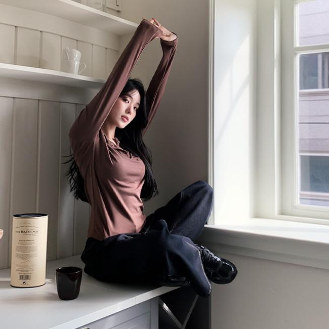 니썸 [🔥+기모ver☃️스트라이프+솔리드][니썸헨리넥/겨울티셔츠/헨리넥/포인트템/레이어드/롱슬리브/헨리넥긴팔][기모티셔츠/겨울이너/데일리룩][MADE]온니헨리넥티셔츠 - 4color