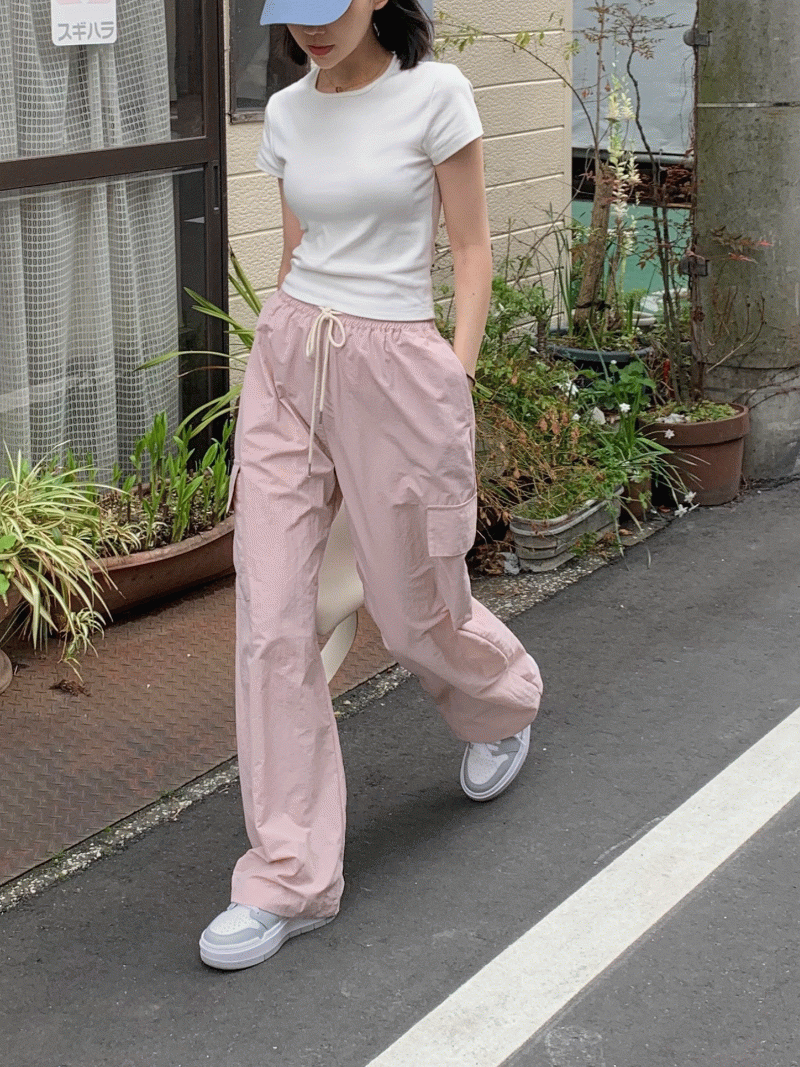 엘라스틱 바이닐 카고 팬츠 (2 colors)