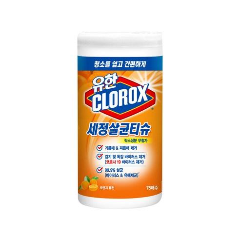 유한크로락스 세정살균티슈 오렌지 퓨전 75매, 1개 - 밀대용패드/청소포 | 쿠팡