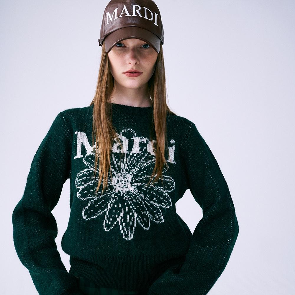 MOHAIR BLENDED KNIT PULLOVER (DEEP GREEN IVORY)