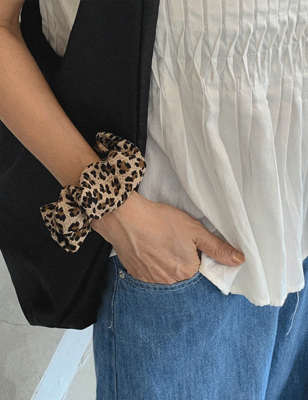 레오파드 호피 곱창 스크런치