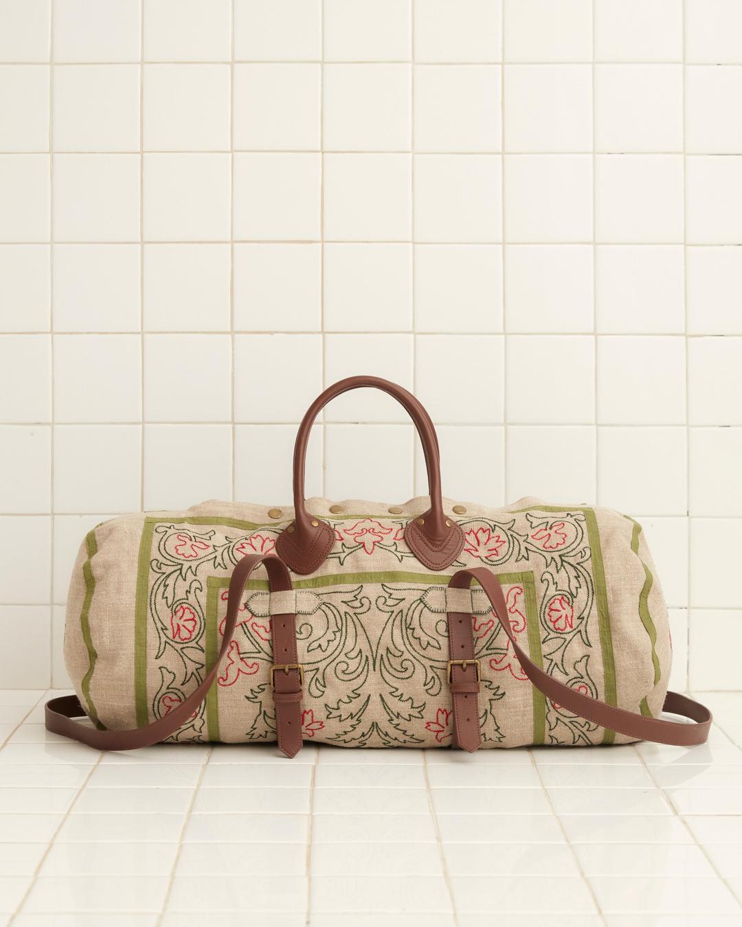 Embroidered Trumpetflower Duffle Bag - OS / Tan