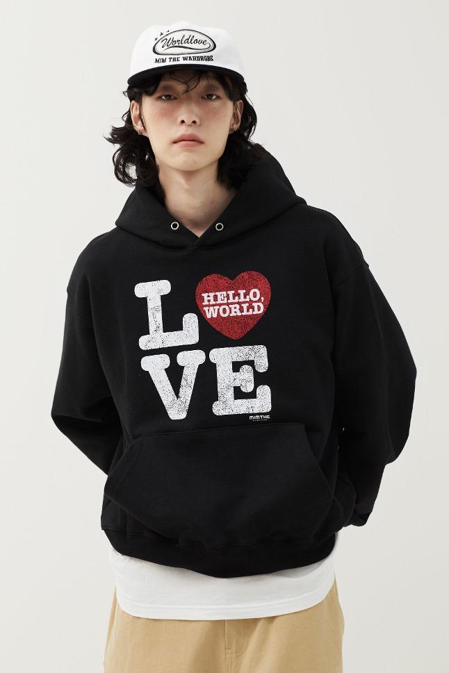 헬로 월드 LOVE 후드티_블랙