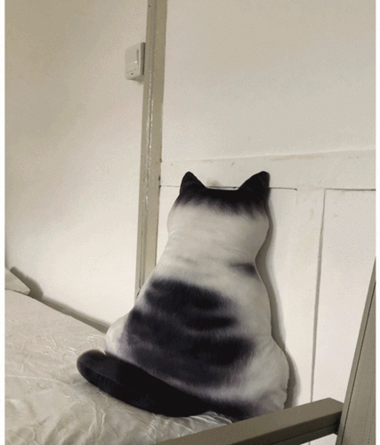 야옹 고양이 뒷모습 동물 인형 패브릭 쿠션 소파 인테리어소품