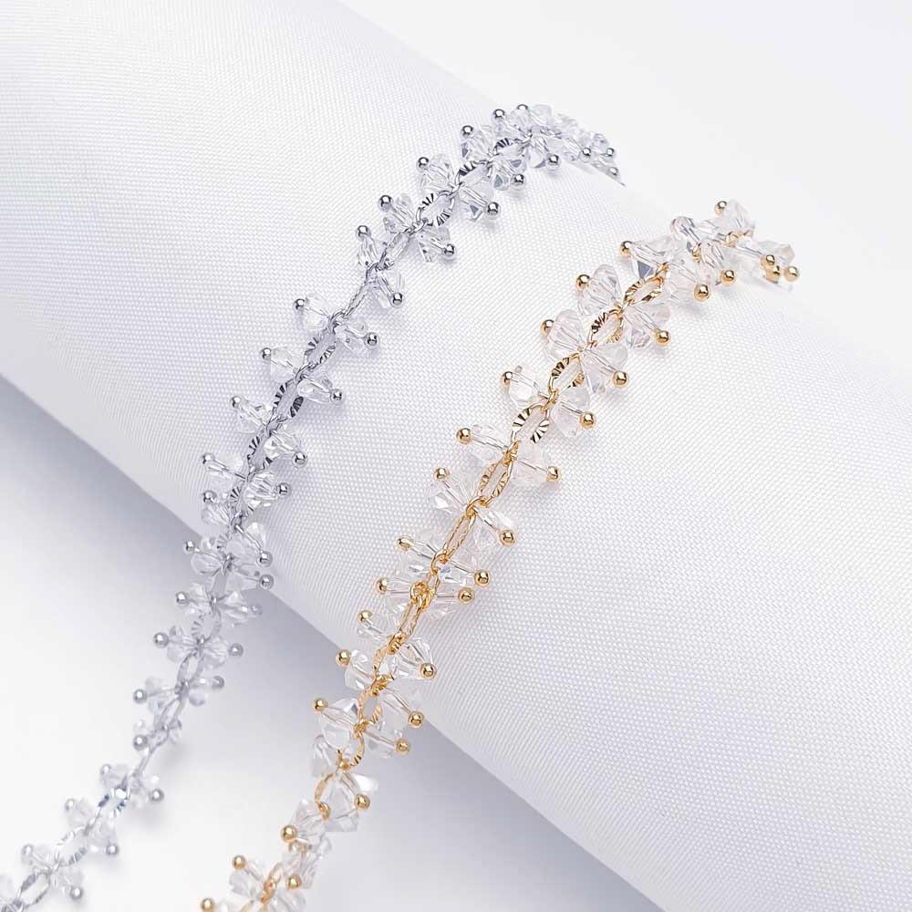 트윈 투명 비즈 빗살 목걸이 체인 악세사리 부자재 1M