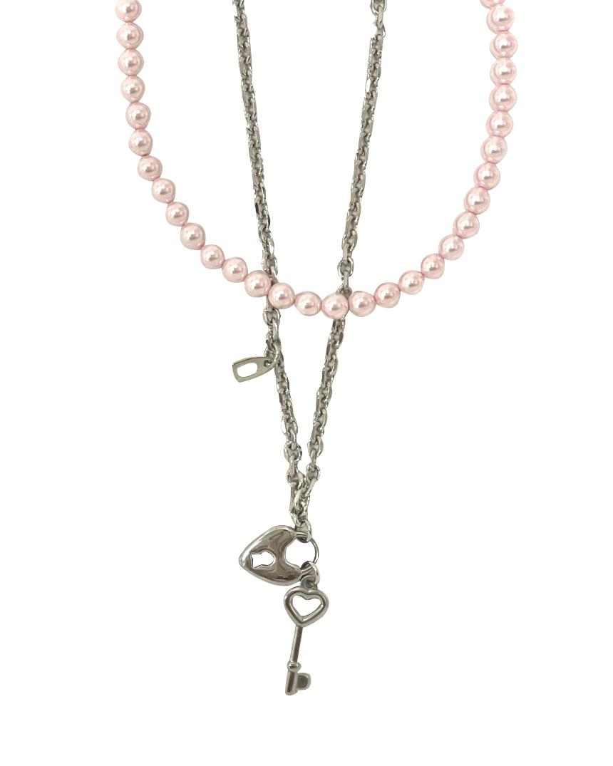 [Rombijou] Pink Pearl Heart Lock
