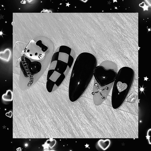 블랙 키티 수제네일팁