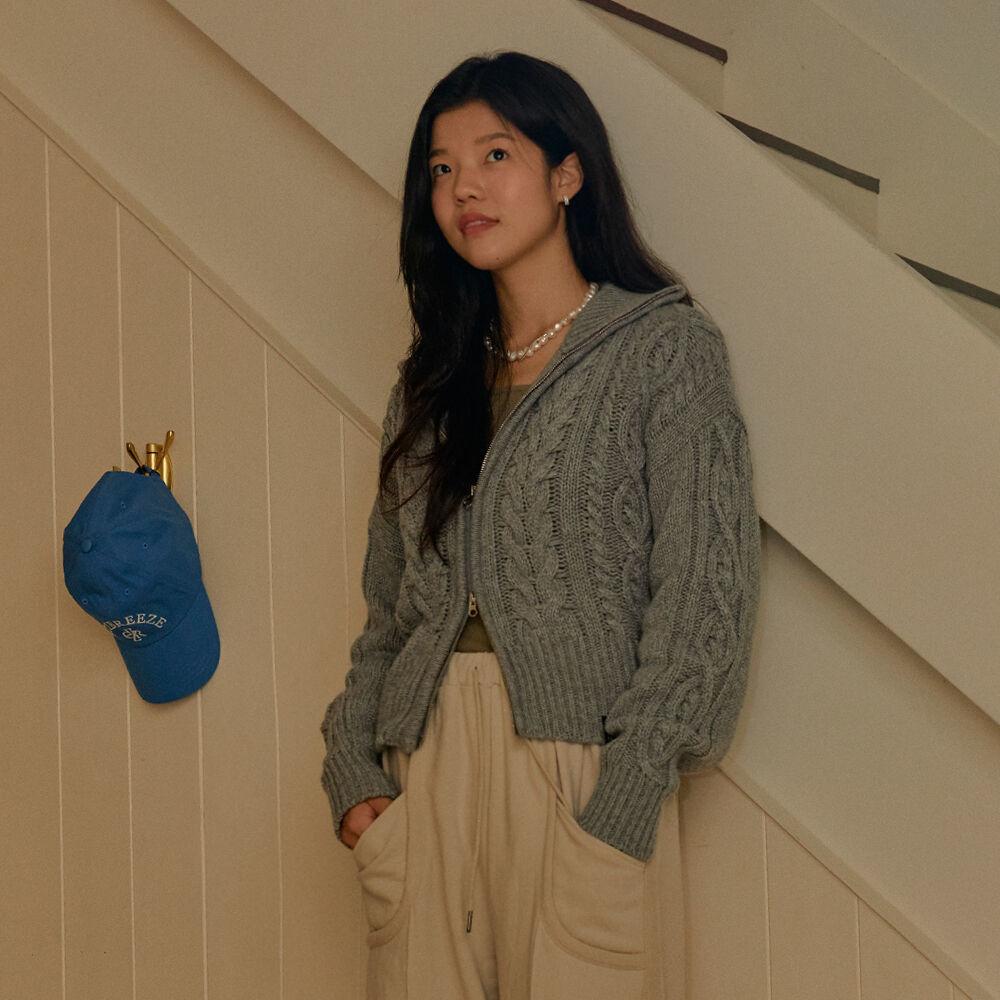 [22FW] 울 케이블 니트 집업 가디건_GREY