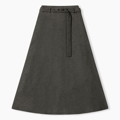 클레멘타인 벨티드 스커트_카키브라운