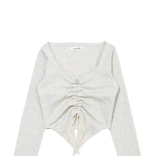 LILY SHIRRING STRING TOP_OATMEL